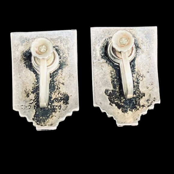 Vintage Hecho En Mexico Sterling Silver And Abalone Screw Back Earrings (5274) - Picture 4 of 6